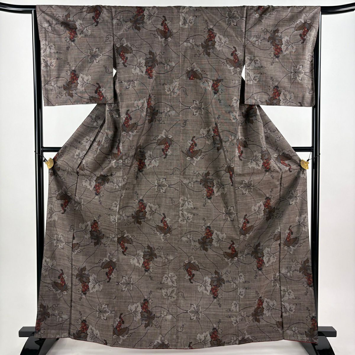 【美品】 紬織織 身長166cm 袖長66cm M 雙層 葡萄 焦茶 純蠶絲 秀品級