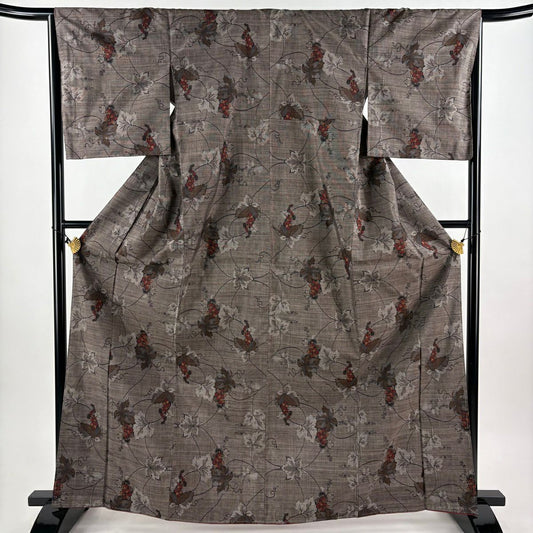 【美品】 紬織織 身長166cm 袖長66cm M 雙層 葡萄 焦茶 純蠶絲 秀品級