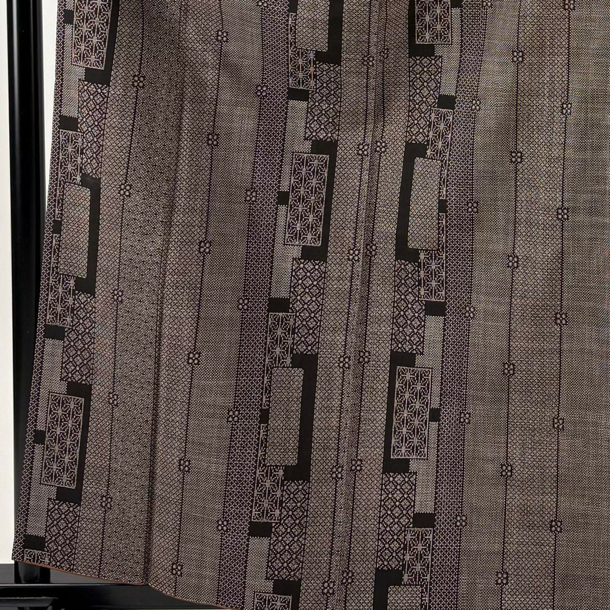 【美品】 紬織織 身長162cm 袖長66.5cm M 雙層 麻葉紋 縞紋 焦茶 純蠶絲 秀品級