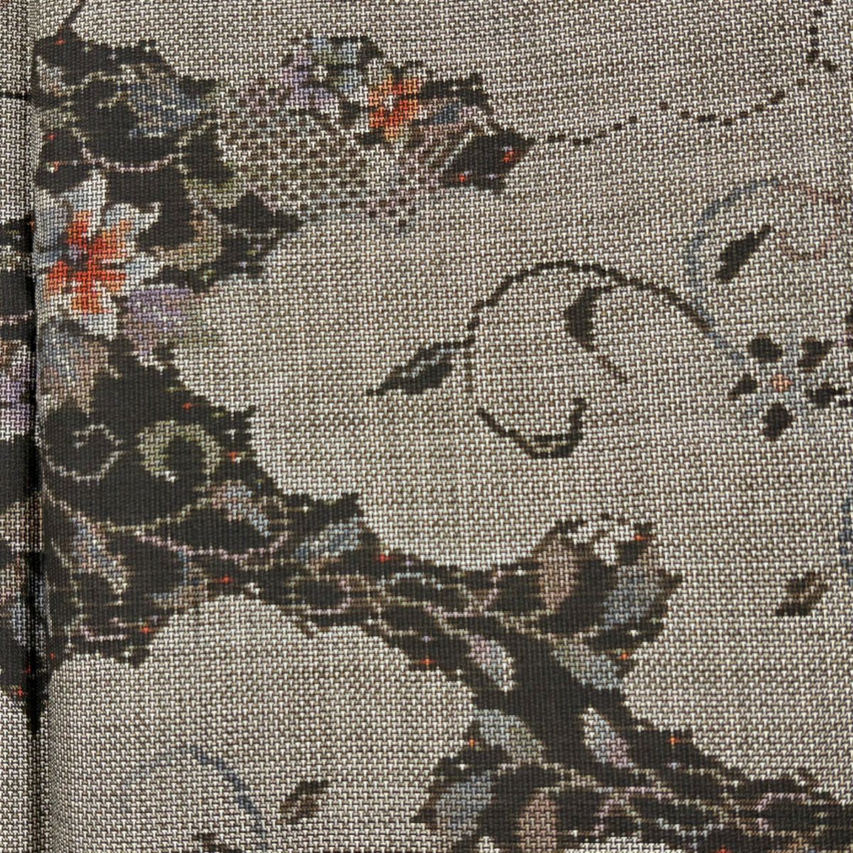 【美品】 紬織織 身長158.5cm 袖長63cm S 雙層 雲文 花唐草紋 焦茶 純蠶絲 秀品級