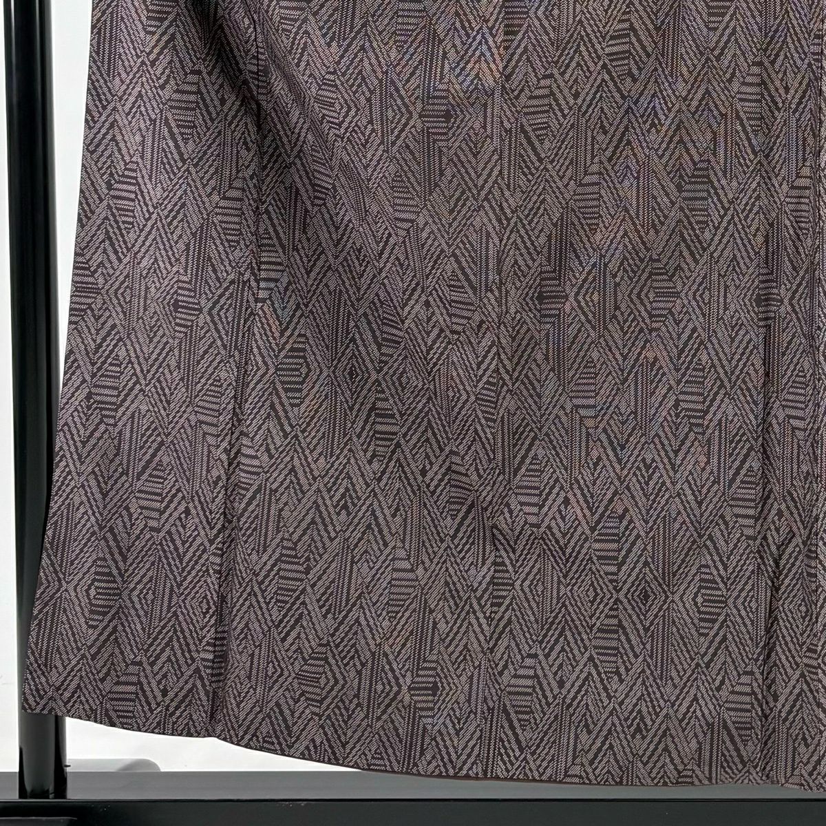 【美品】 紬織 身長156cm 袖長64cm M 雙層 大和 菱 幾何圖案 茶紫 純蠶絲 優品級