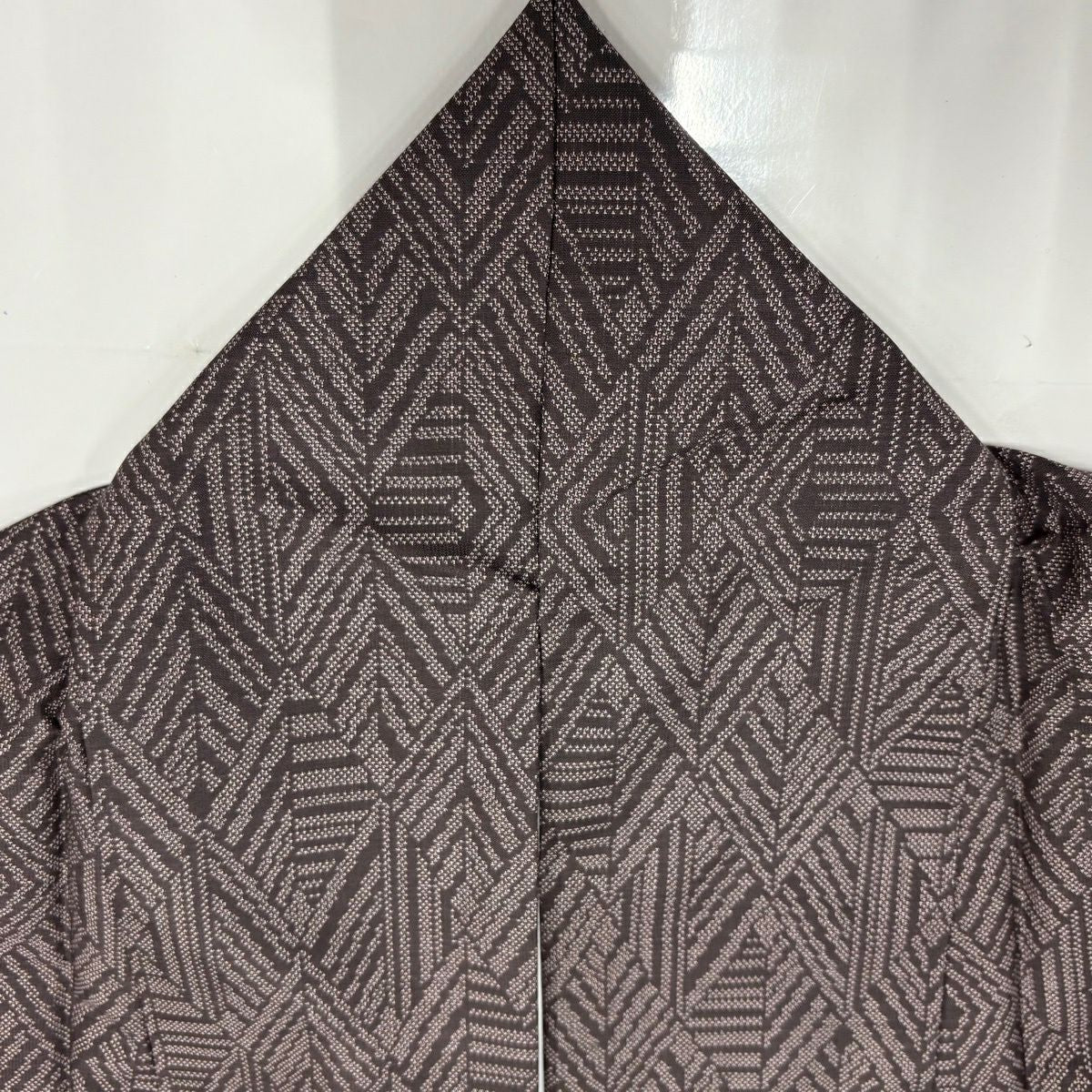 【美品】 紬織 身長156cm 袖長64cm M 雙層 大和 菱 幾何圖案 茶紫 純蠶絲 優品級
