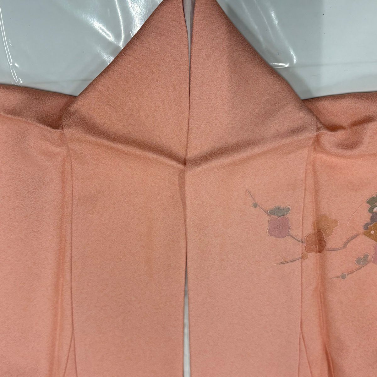 訪問服 身長163cm 袖長65cm M 雙層 扇子面 枝梅花 刺繡 漸層 粉紅 純蠶絲 優品級