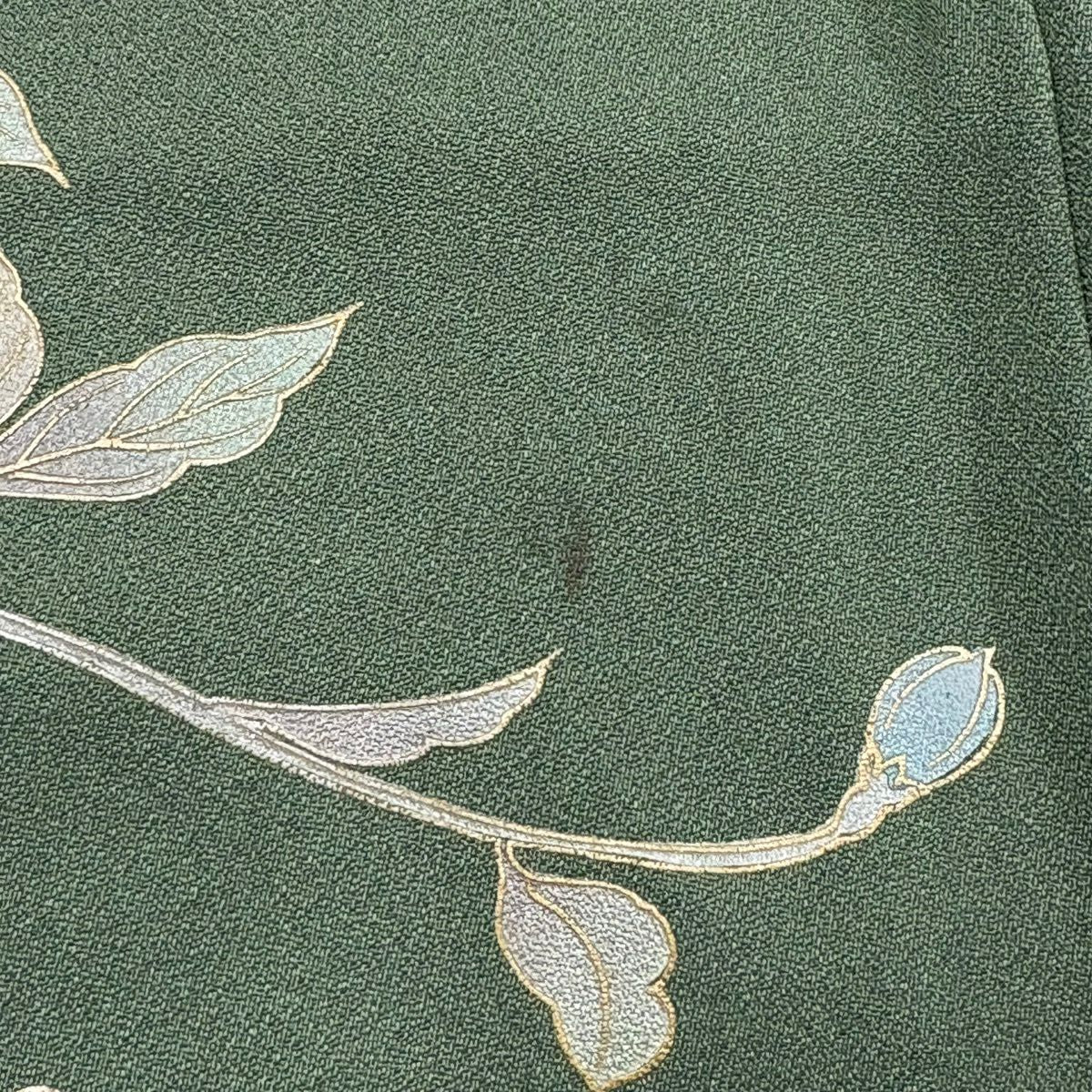 訪問服 身長157.5cm 袖長63cm S 雙層 枝花 笹 螺鈿 金銀彩 灰綠 純蠶絲 秀品級