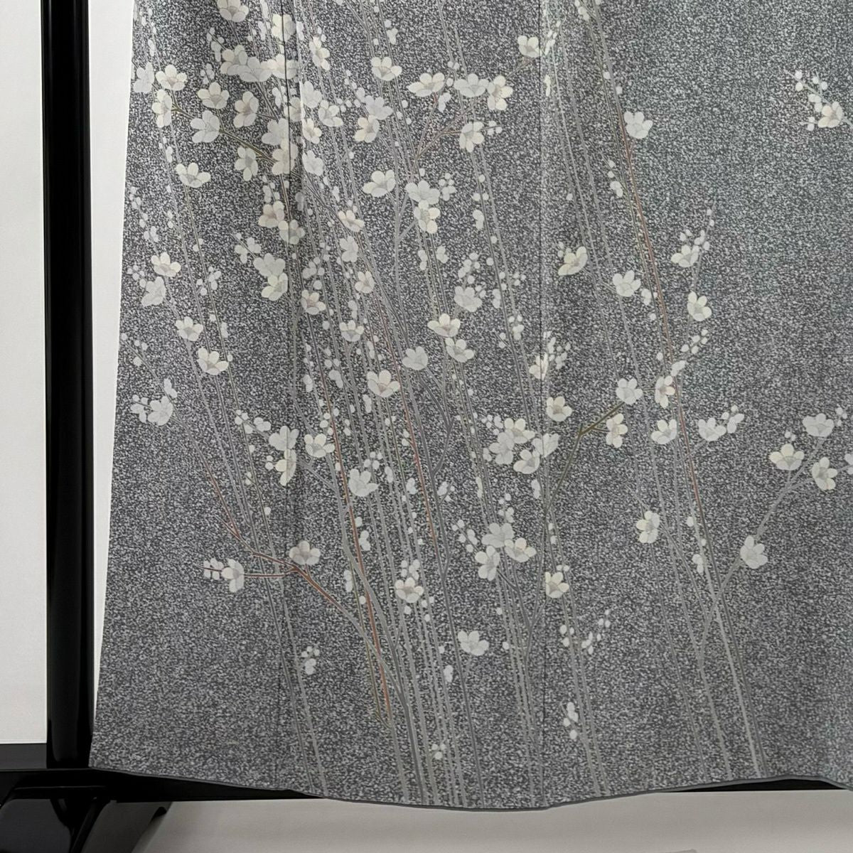 訪問服 身長160cm 袖長61.5cm S 雙層 落款有 枝花 幾何圖案 青灰 純蠶絲 優品級