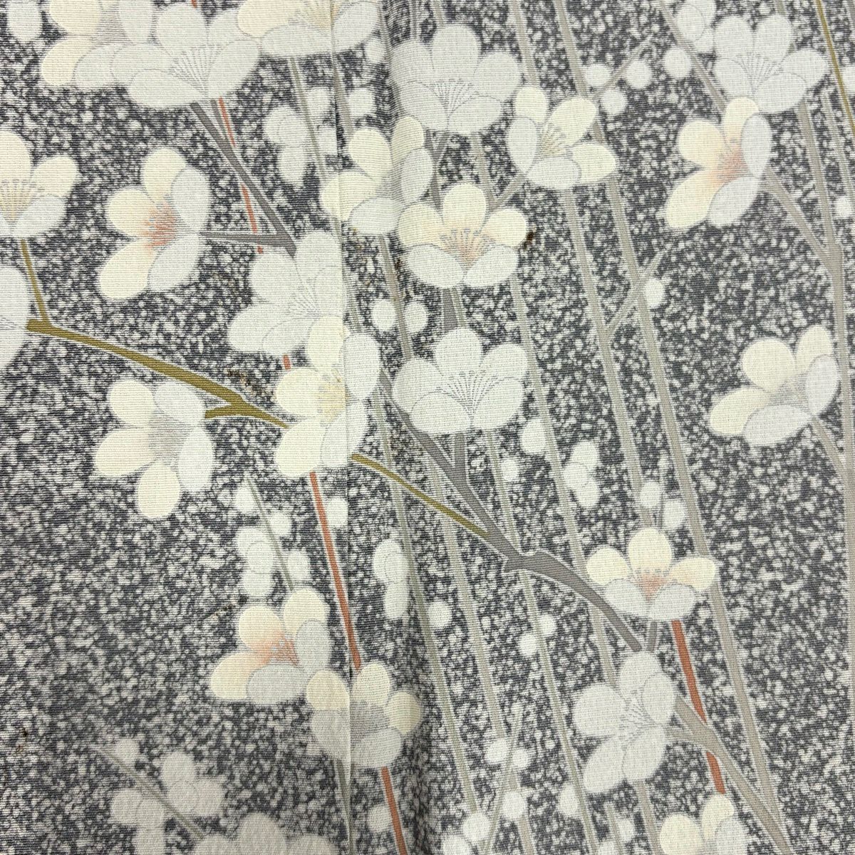 訪問服 身長160cm 袖長61.5cm S 雙層 落款有 枝花 幾何圖案 青灰 純蠶絲 優品級