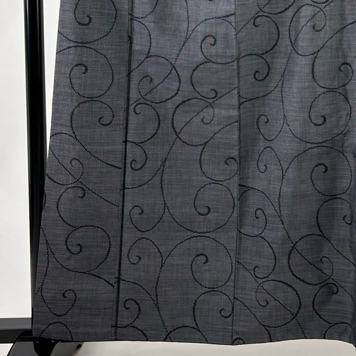 【美品】 紬織織 身長162.5cm 袖長65.5cm M 雙層 唐草紋 深藍 純蠶絲 秀品級