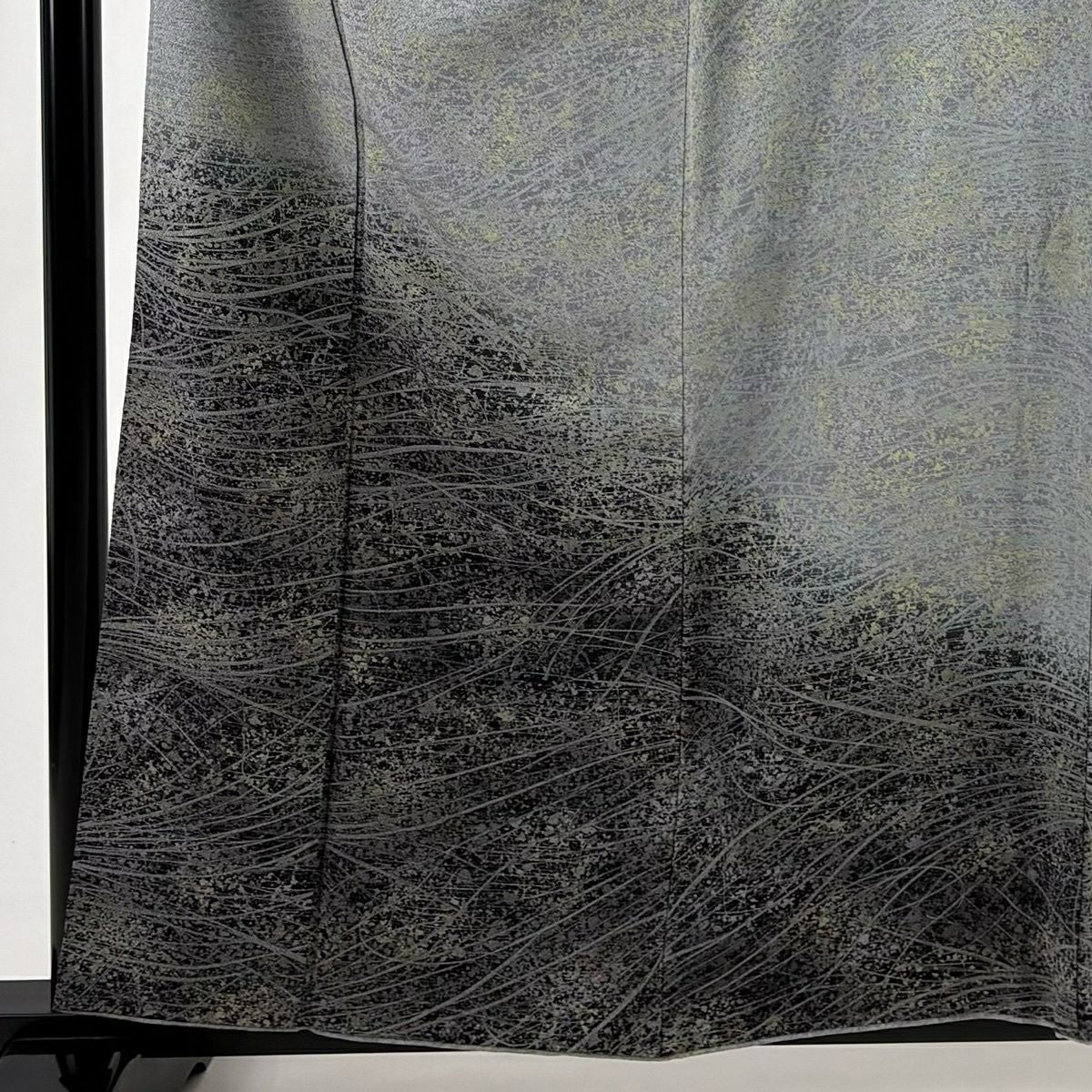 【美品】 付下 身長160.5cm 袖長65.5cm M 雙層 芝枝葉 染分 灰色 純蠶絲 秀品級