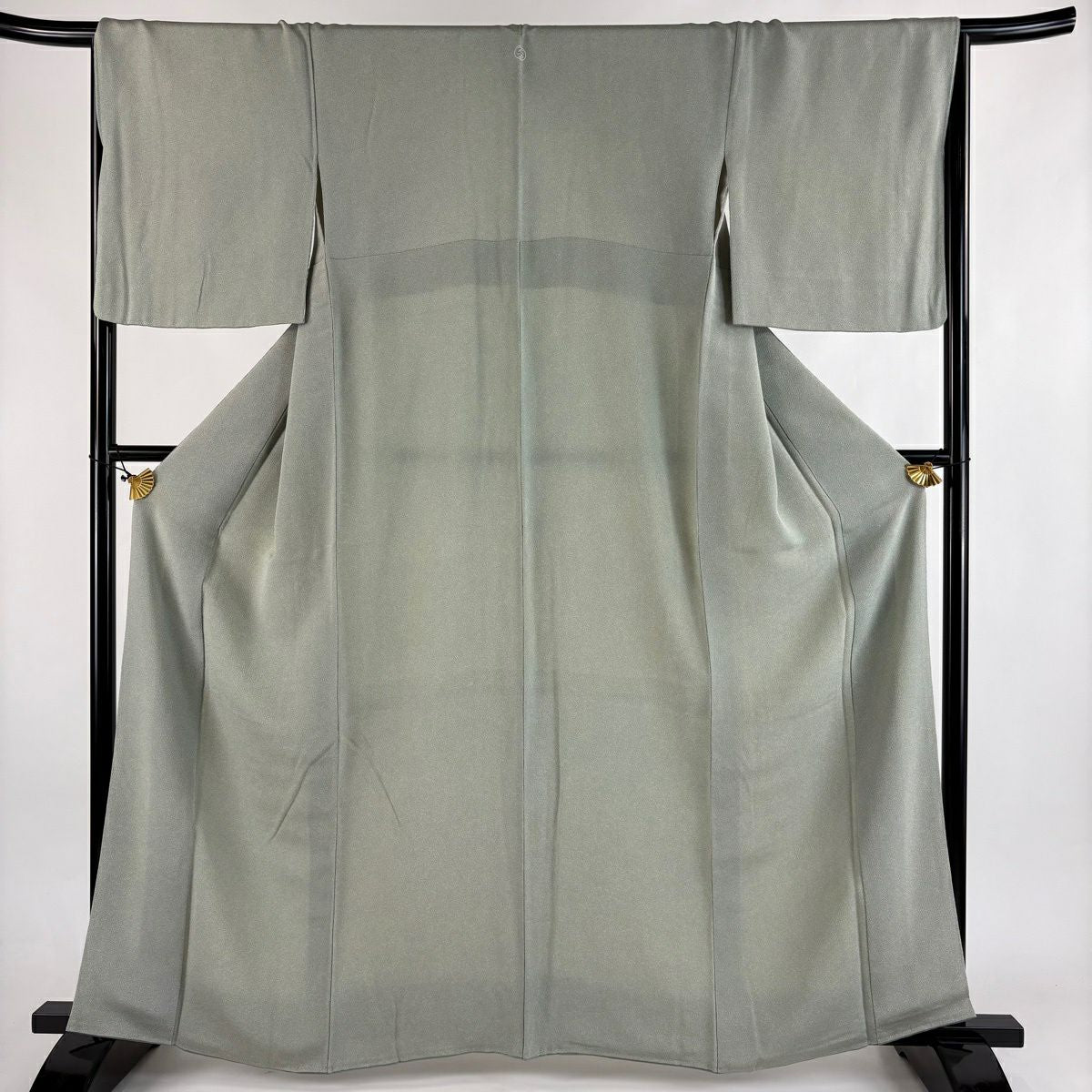江戶小紋 身長161.5cm 袖長66.5cm M 雙層 鮫絞 薄綠 純蠶絲 秀品級 一個紋