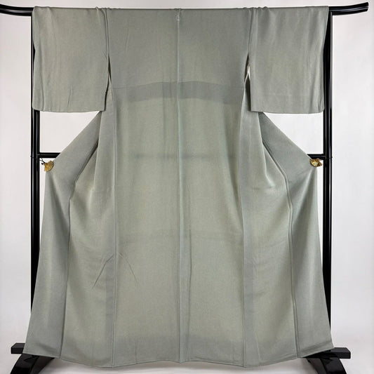江戶小紋 身長161.5cm 袖長66.5cm M 雙層 鮫絞 薄綠 純蠶絲 秀品級 一個紋