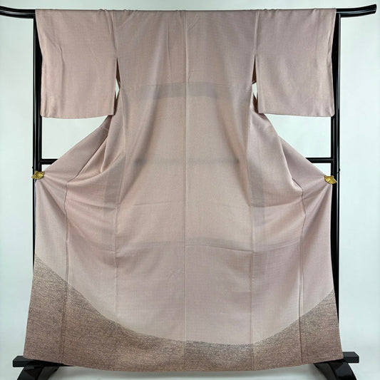 付下 身長163.5cm 袖長66cm M 雙層 観世水 漸層 粉色 純蠶絲 優品級