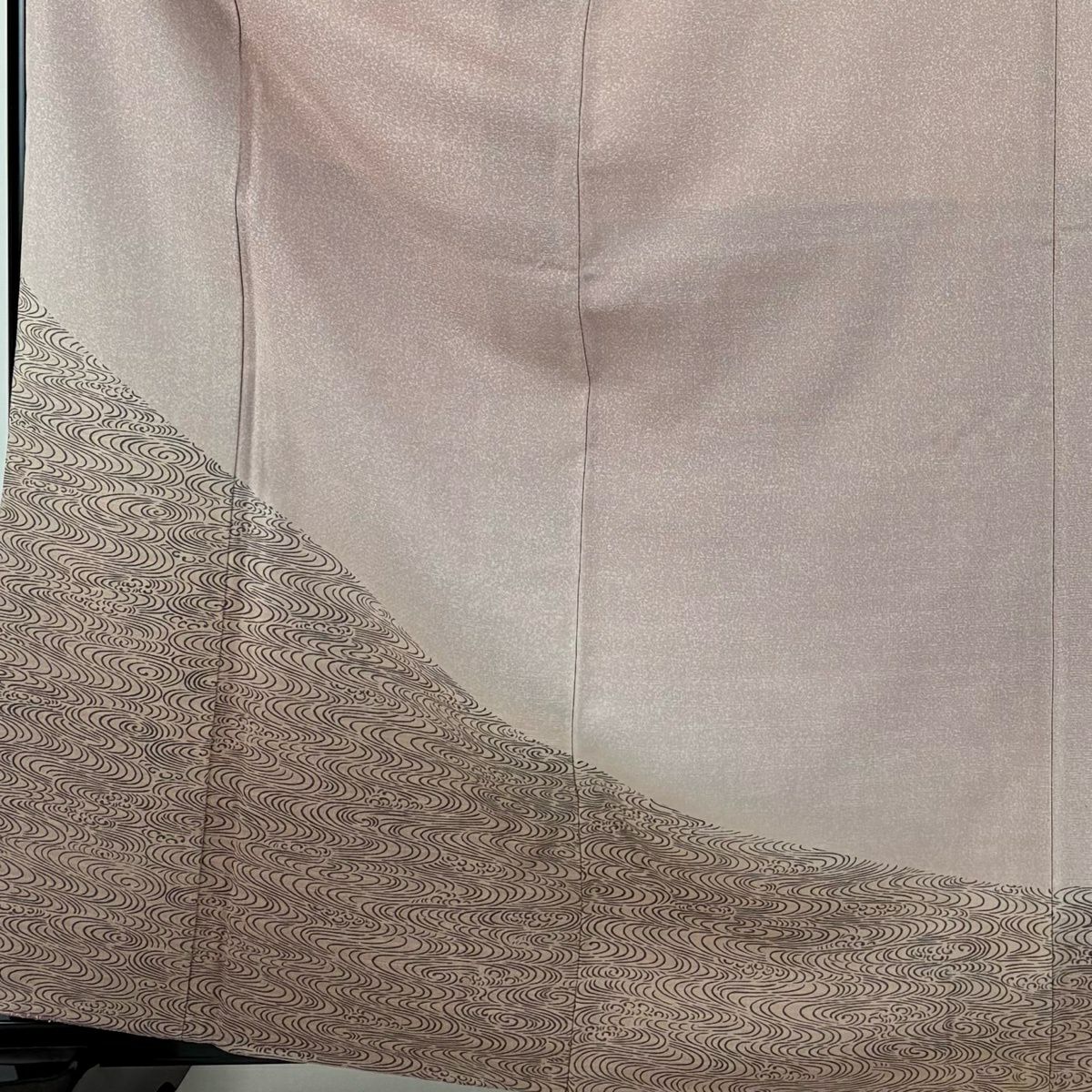 付下 身長163.5cm 袖長66cm M 雙層 観世水 漸層 粉色 純蠶絲 優品級