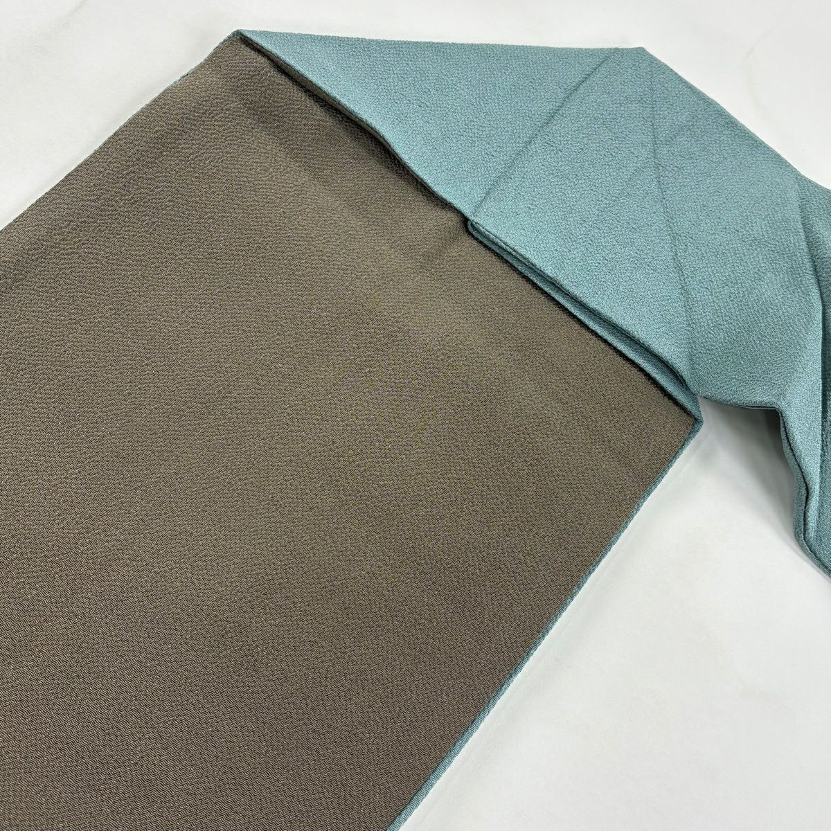 【美品】名古屋帶 秀品級 椿 絞織 灰茶 純蠶絲