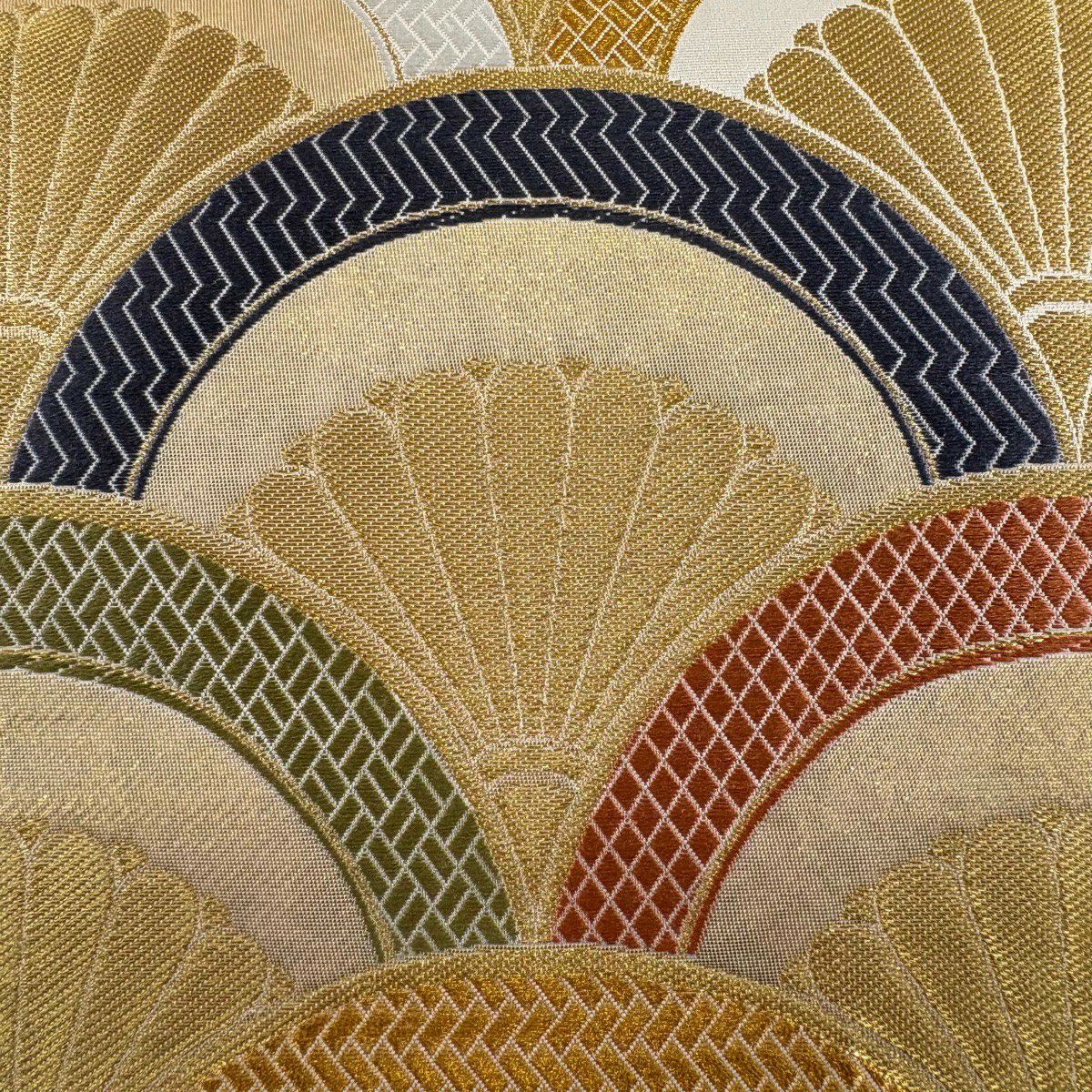 【美品】 袋帶 秀品級 青海雅吉祥孜 菊花青海波 金絲 金金箔 金色 六通 純蠶絲