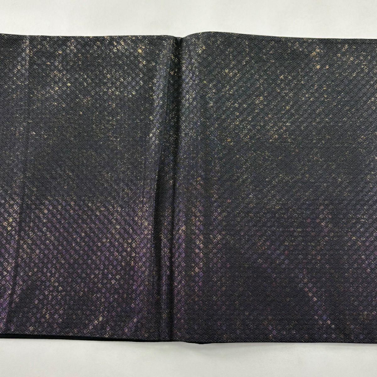 【美品】 袋帶 秀品級 辻花染 七寶華紋 金銀彩 金金箔 紫 六通 純蠶絲