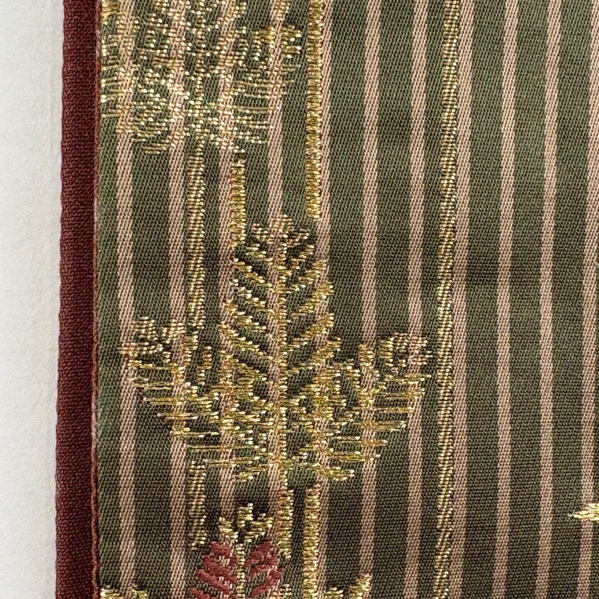袋帶 秀品級 菊花花 櫻花 唐織 金金箔 紅茶 六通 純蠶絲