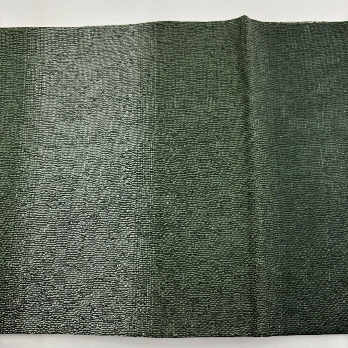 【美品】 袋帶 秀品級 段紋 銀線 深綠 全通 純蠶絲