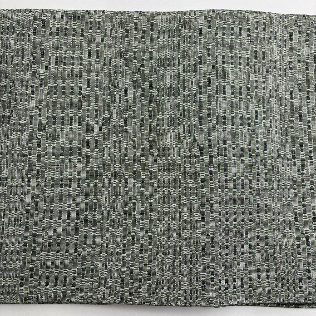 【美品】 袋帶 秀品級 段紋 銀線 深綠 全通 純蠶絲