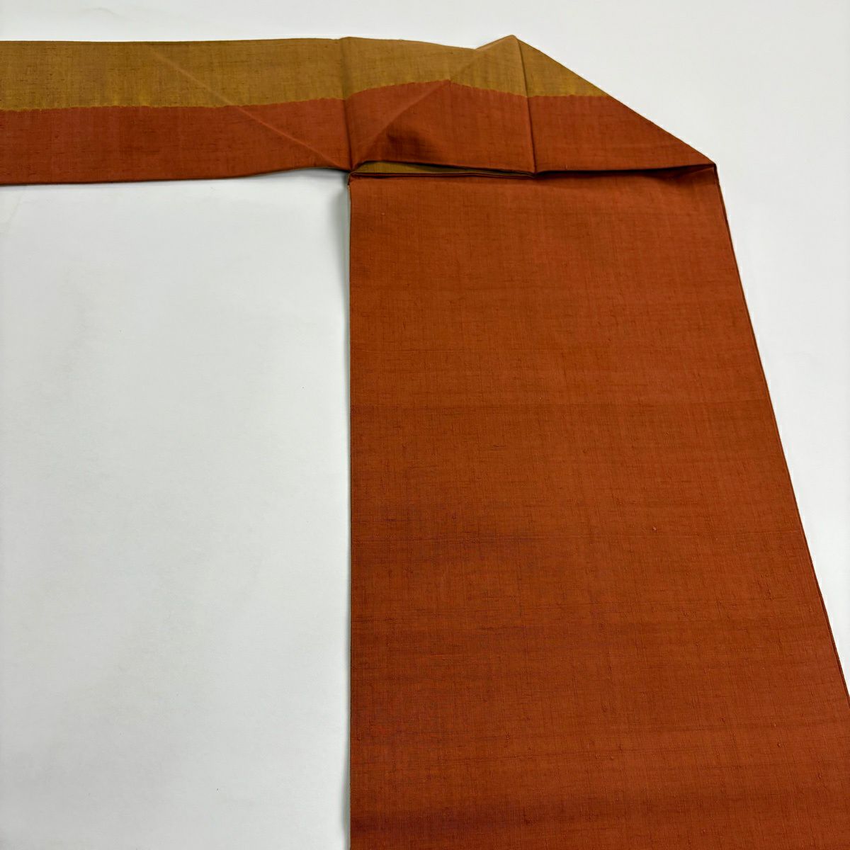 【美品】 名古屋帶 秀品級 附落款 紬織織 花 菱 刺繡 山吹茶 純蠶絲