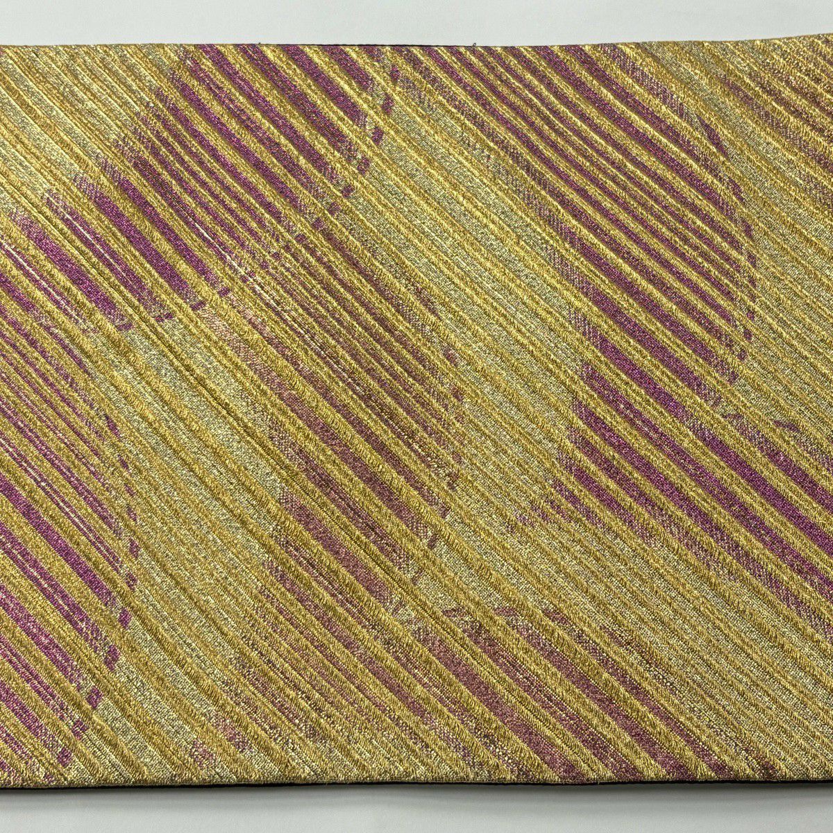 【美品】 袋帶 秀品級 斜紋 幾何學 金絲 金金箔 金 六通 純蠶絲