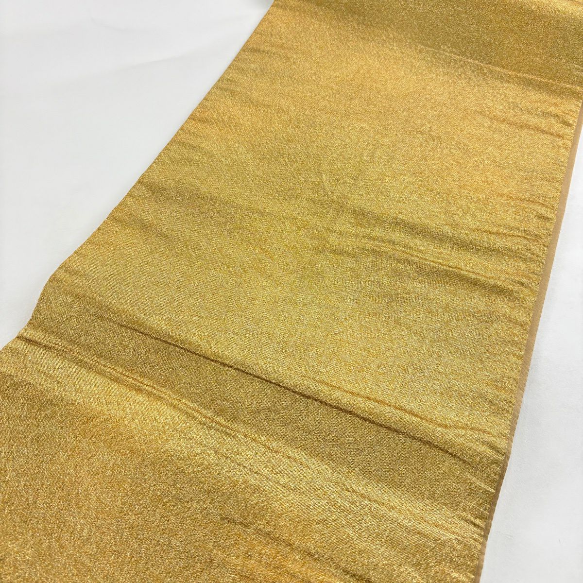 【美品】 袋帶 秀品級 霞 草花紋 金金箔 金絲 山吹茶 紋樣 純蠶絲