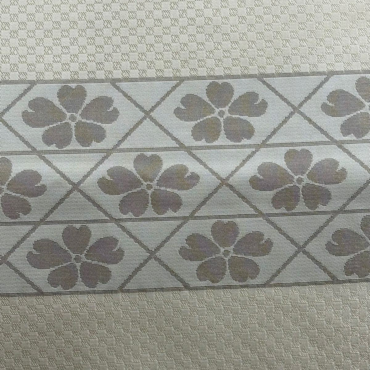 袋帶 秀品級 川島織物 落款あり 關西仕立 雜花 段紋 金金箔 奶油色 全通 純蠶絲