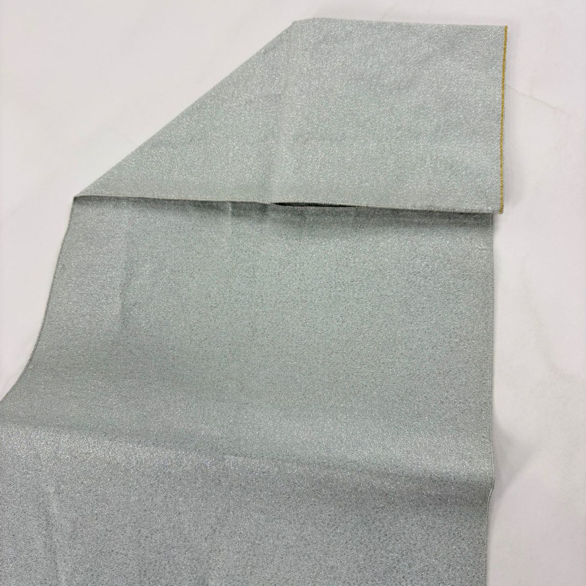 名古屋帶 秀品級 八寸名古屋帶 松樹葉仕立 雜織 華紋 金銀彩 銀通 薄綠 純蠶絲