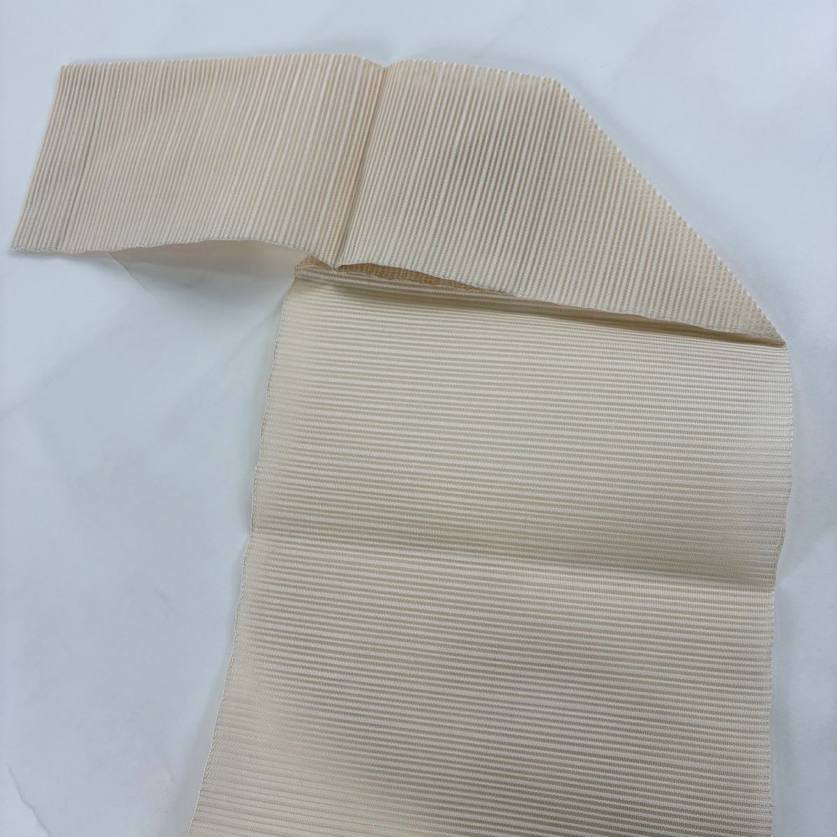 【美品】名古屋帶 優品級 夏帶 絽 八寸名古屋帶 松樹葉仕立 椿 霞 金銀彩 米色 純蠶絲