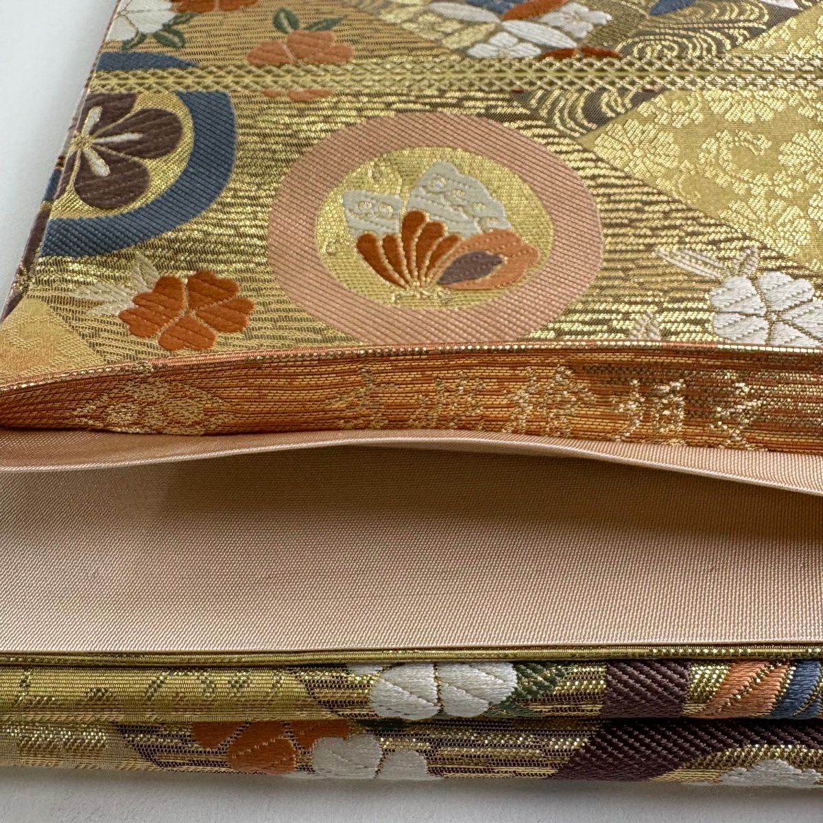 袋帶 秀品級 關西仕立 吉兆檜垣紋 金金箔 金絲 金 六通 純蠶絲