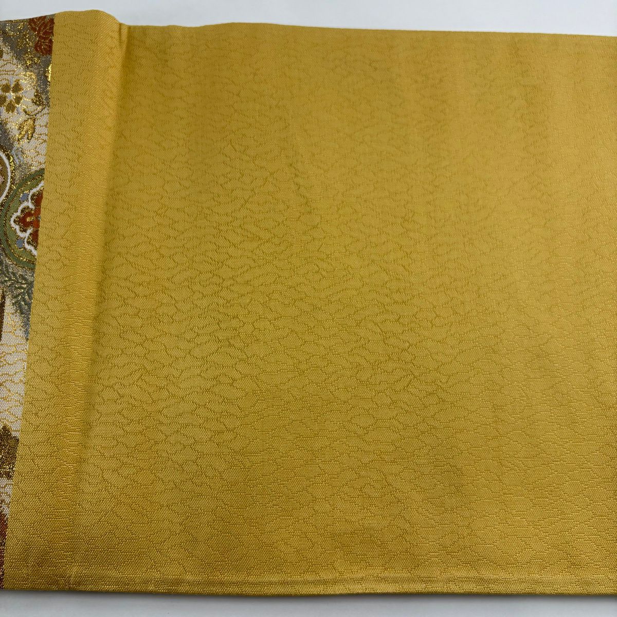 【美品】 袋帶 秀品級 花丸紋 七寶 金絲 金金箔 金色 六通 純蠶絲