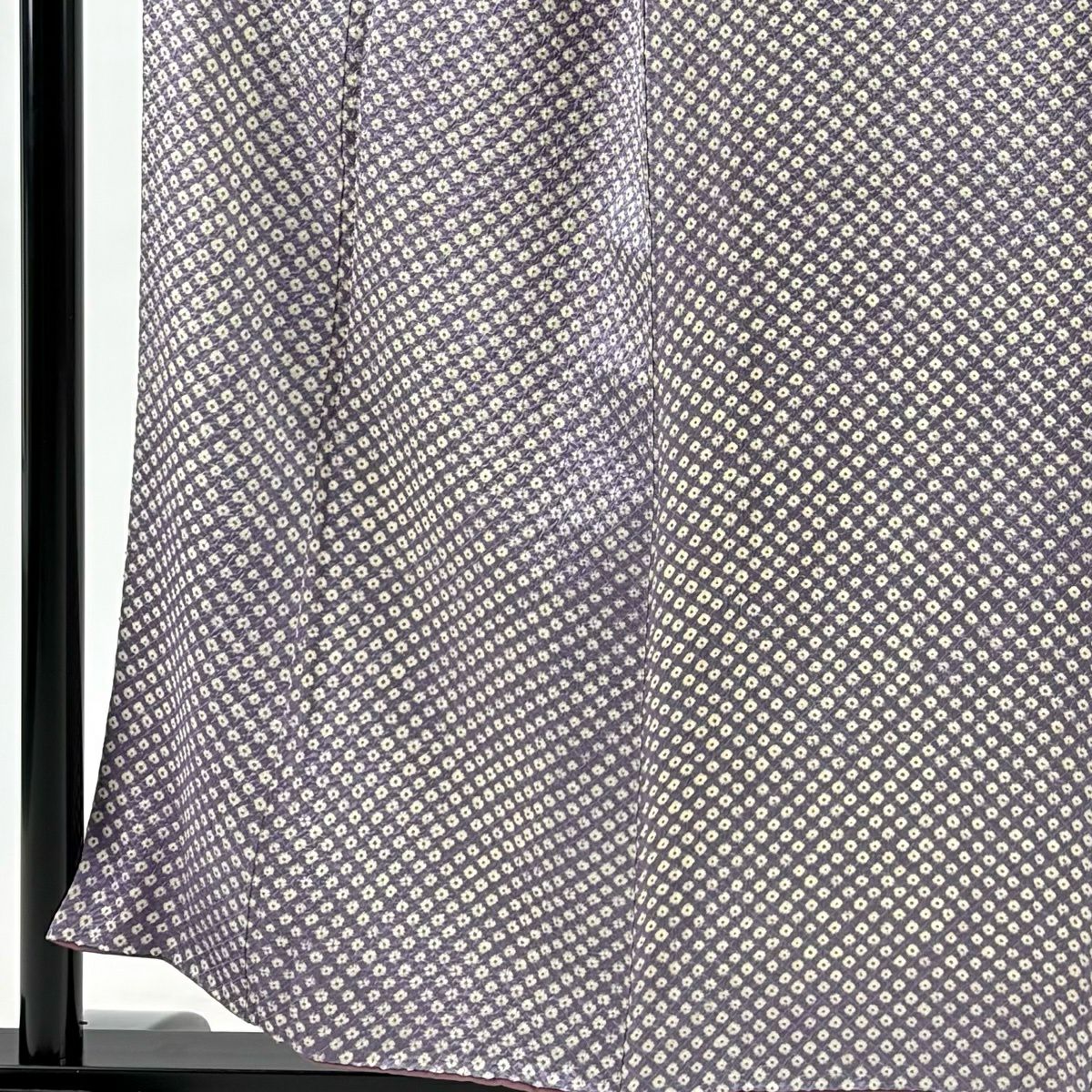 小紋 身長155.5cm 袖長64cm M 雙層 總絞染 紫 純蠶絲 優品級