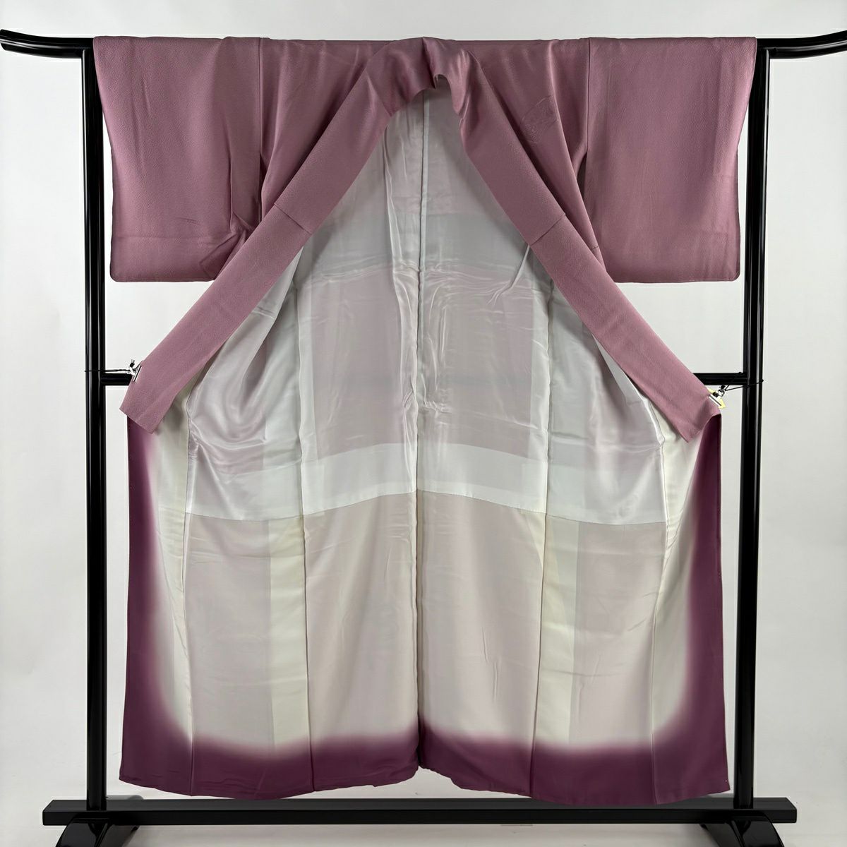 付下 身長152.5cm 袖長64cm M 雙層 扇子面 牡丹 刺繡 粉紅 純蠶絲 優品級 一個紋