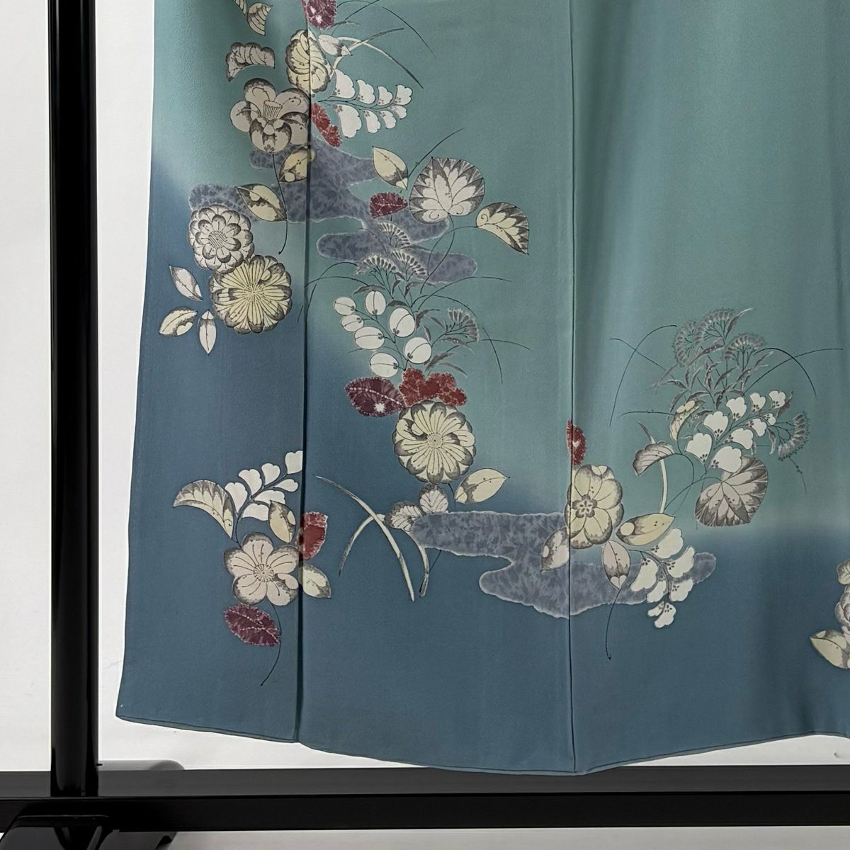 訪問服 身長153cm 袖長63cm S 雙層 辻花染圖案 霞 漸層 水藍色 純蠶絲 優品級