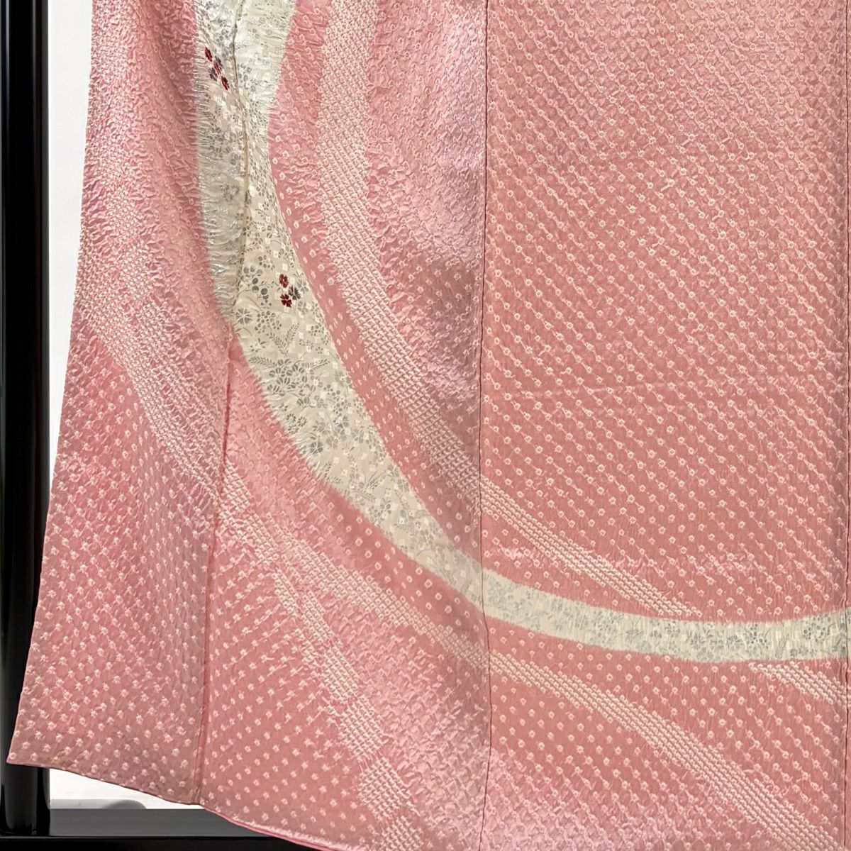 訪問服 身長158cm 袖長65cm M 雙層 花紋 市松樹 刺繡 金銀彩 粉紅 純蠶絲 優品級