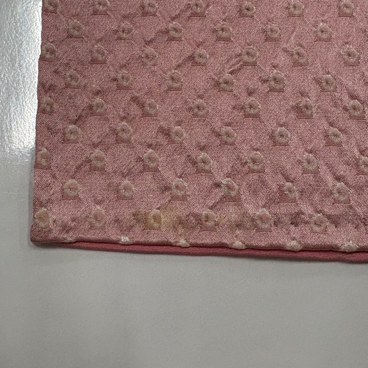 訪問服 身長158cm 袖長65cm M 雙層 花紋 市松樹 刺繡 金銀彩 粉紅 純蠶絲 優品級