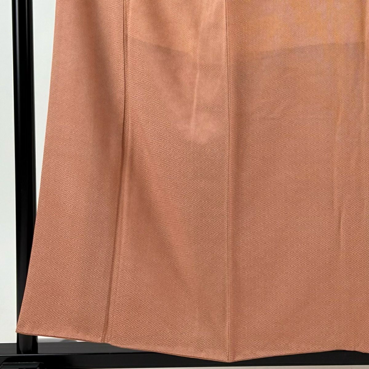 【美品】 小紋 身長156cm 袖長62.5cm S 雙層 地紋 幾何圖案 茶 純蠶絲 優品級