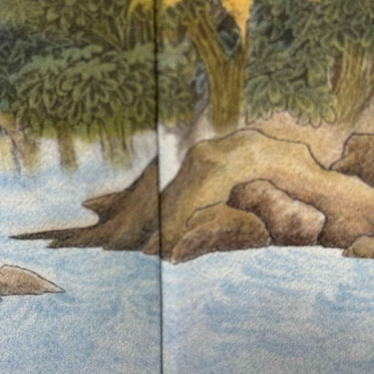 訪問服 身長157cm 袖長65cm M 雙層 山岡古都 落款あり 紅葉 風景 漸層 灰色 純蠶絲 逸品級