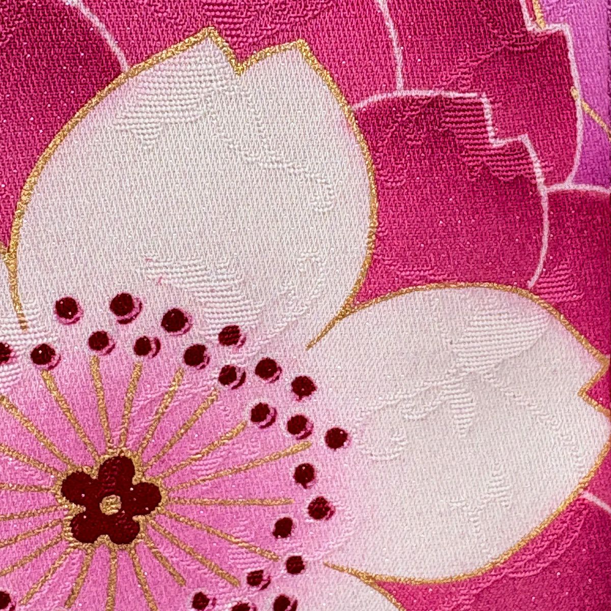 【美品】振袖禮服 身長169cm 袖長68.5cm L 雙層 櫻花 手毬 銀通 金銀彩 青紫 純蠶絲 逸品級