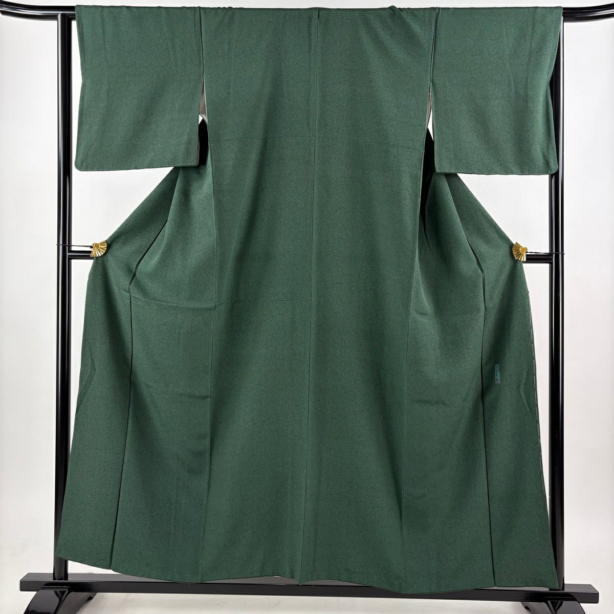 【美品】 江戶小紋 身長157cm 袖長65.5cm M 雙層 人間國寶 中村勇二郎 落款あり 古代菊花 綠 純蠶絲 逸品級