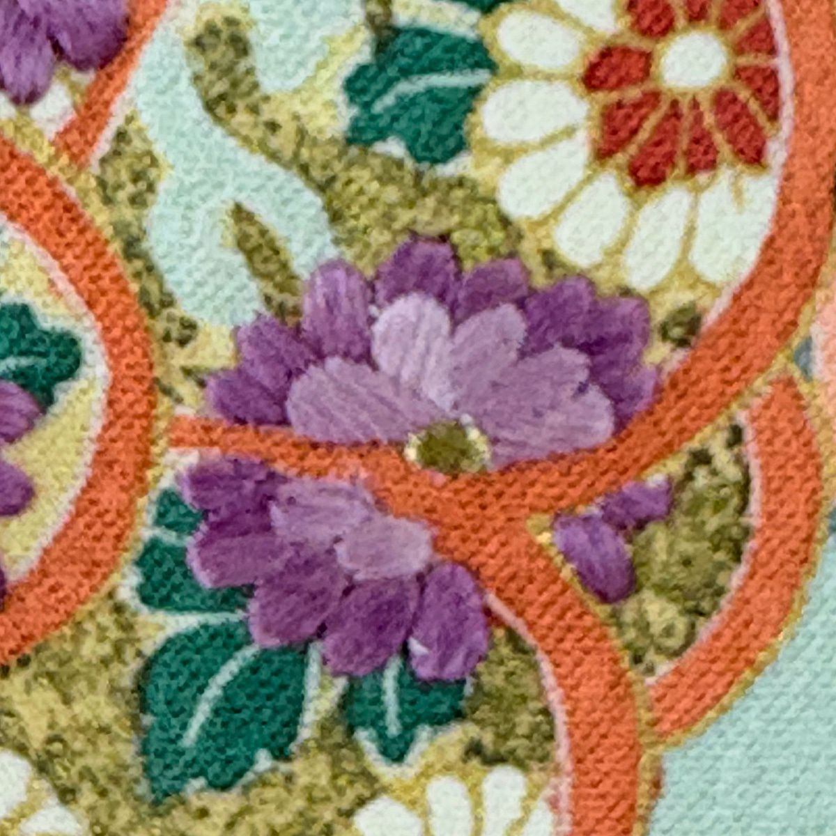 付下 身長164.5cm 袖長69.5cm L 雙層 帝王紫 落款 梅花 幾帳 刺繡 金銀彩 粉紅 純蠶絲 逸品級