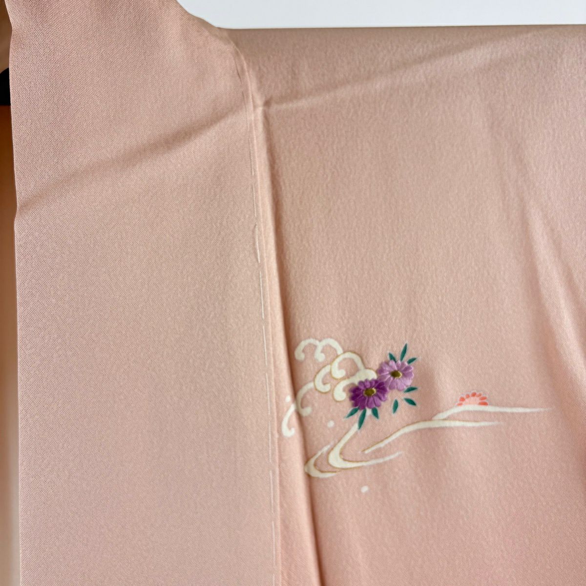 付下 身長164.5cm 袖長69.5cm L 雙層 帝王紫 落款 梅花 幾帳 刺繡 金銀彩 粉紅 純蠶絲 逸品級