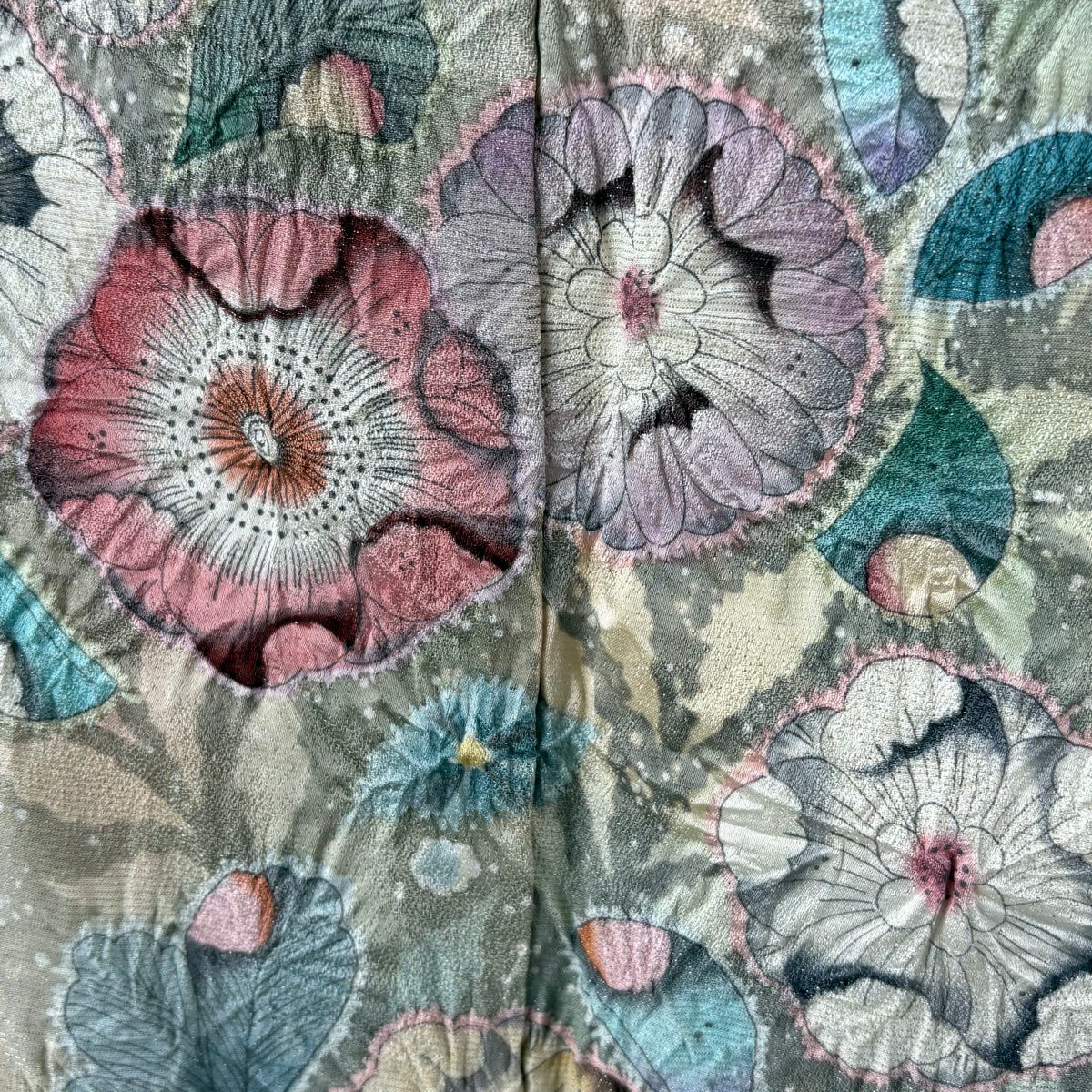 【美品】訪問服 身長158cm 袖長67cm M 雙層 翠山工房 落款あり 辻花染 銀通し 漸層 薄綠 純蠶絲 逸品級