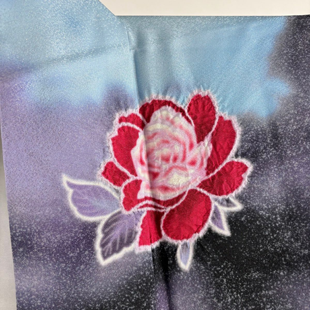 【美品】振袖禮服 身長159cm 袖長65cm M 雙層 薔薇 霞 金銀彩 絞染 紫 純蠶絲 逸品級