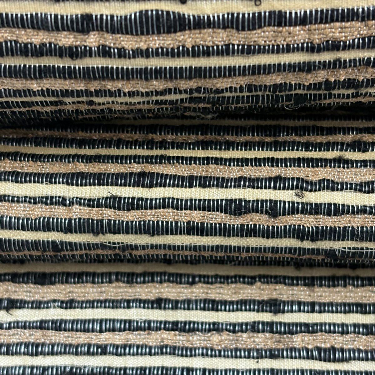 【美品】 袋帶 逸品級 條紋 茶 全通 純蠶絲