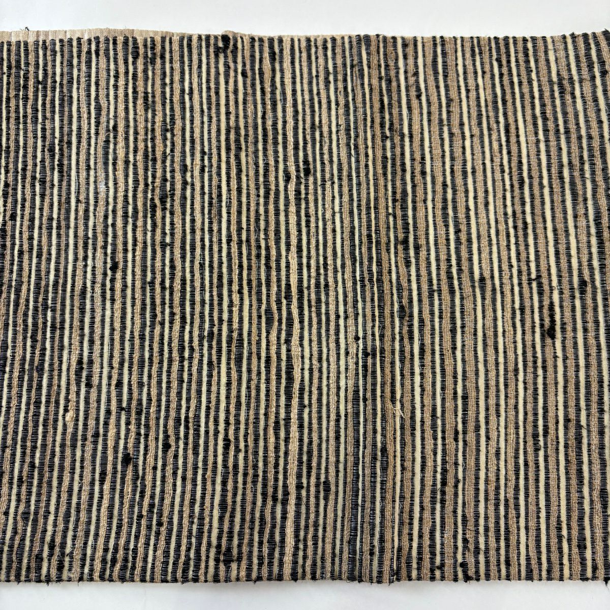 【美品】 袋帶 逸品級 條紋 茶 全通 純蠶絲
