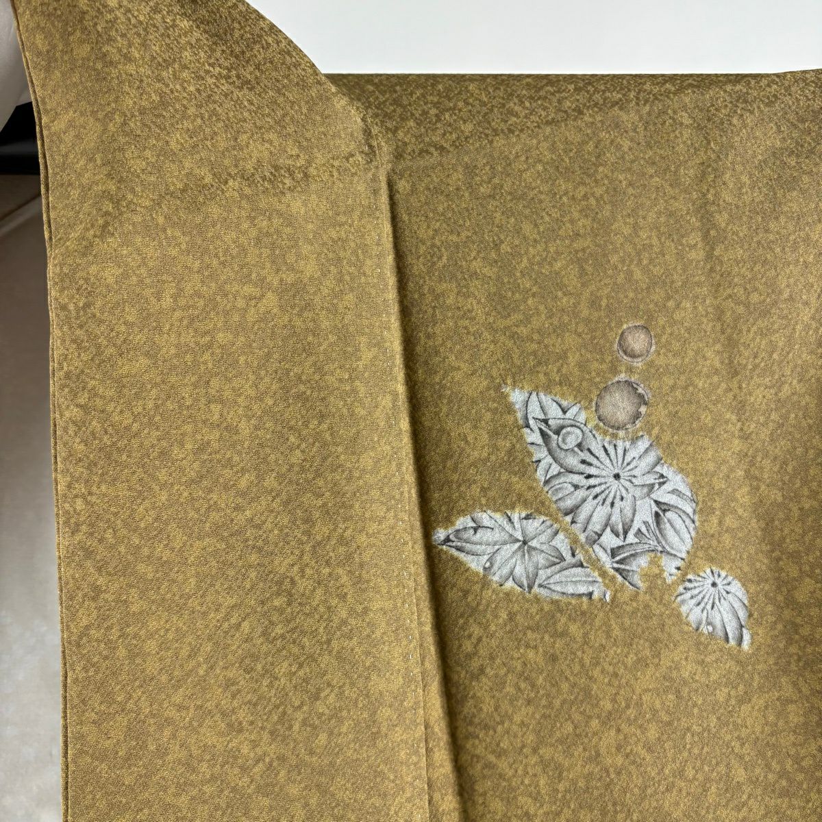 【美品】訪問服 身長163cm 袖長66.5cm M 雙層 大脇一心 袋帶套裝 落款あり 辻花染 蝶 絞染 黃土色 純蠶絲 名品級