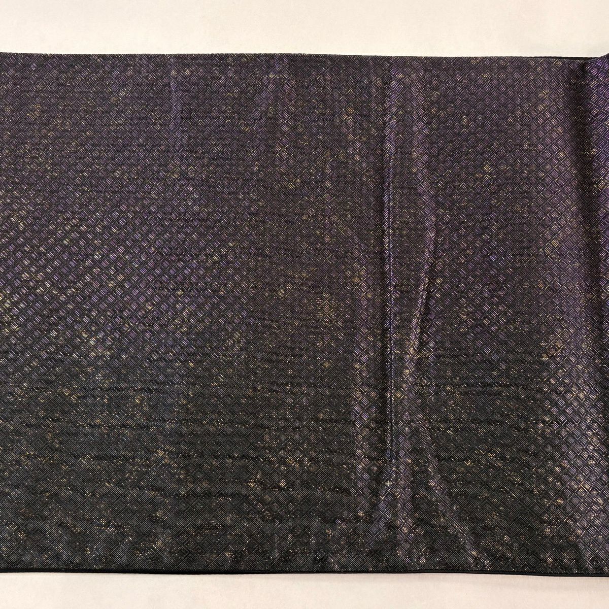 【美品】 袋帶 秀品級 草花紋紋 七寶紋 刺繡 金銀彩 紫 六通 純蠶絲