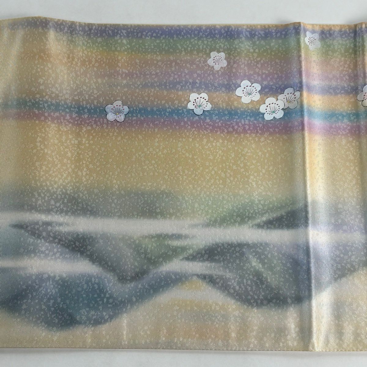 【美品】 袋帶 秀品級 枝梅花 短冊 金銀彩 金金箔 淺紫 お太鼓圖案 純蠶絲