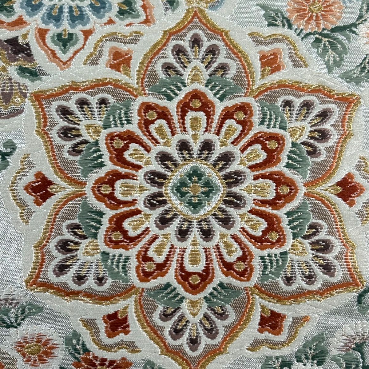 袋帶 秀品級 華紋 花鳥 刺繡 金絲 銀 お太鼓圖案 純蠶絲