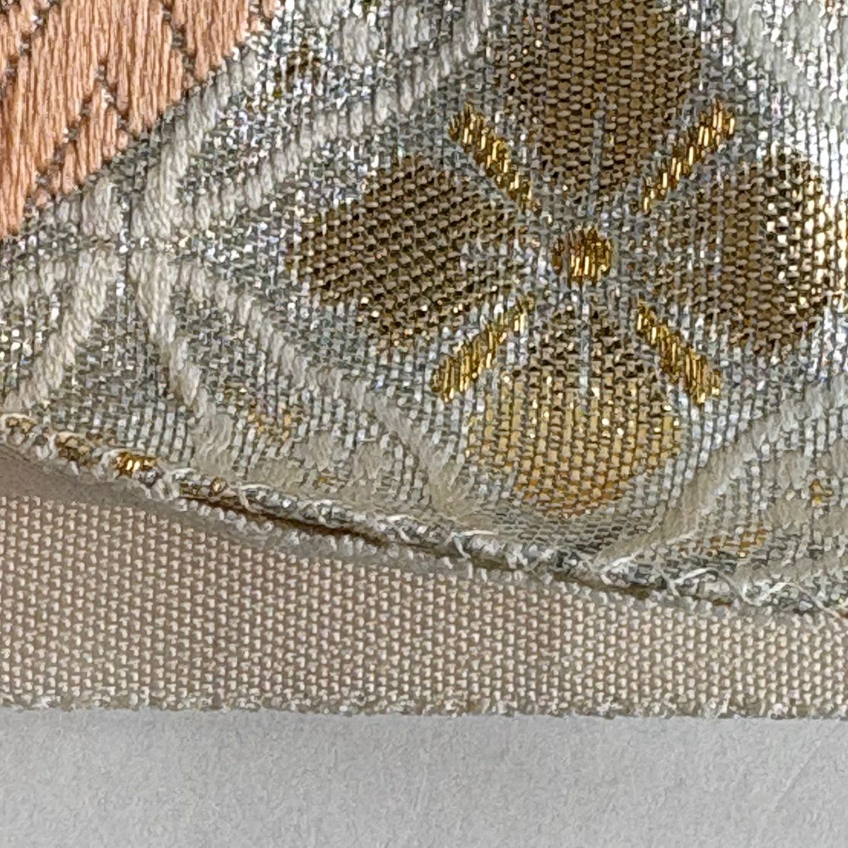 袋帶 秀品級 華紋 花鳥 刺繡 金絲 銀 お太鼓圖案 純蠶絲